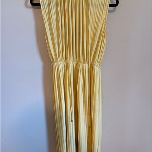 Sunny Yellow Pleated Midi Dress